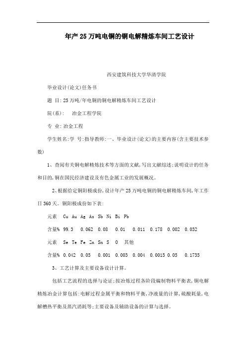 年产25万吨电铜的铜电解精炼车间工艺设计(已处理)