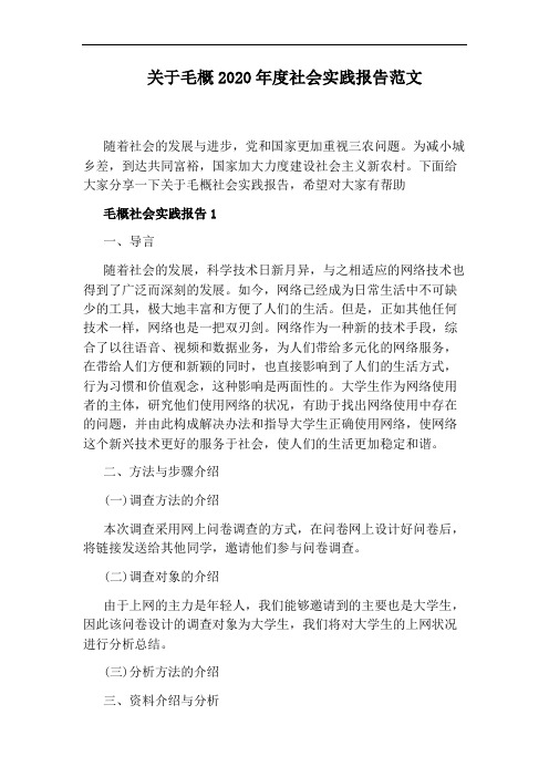 关于毛概2020年度社会实践报告范文