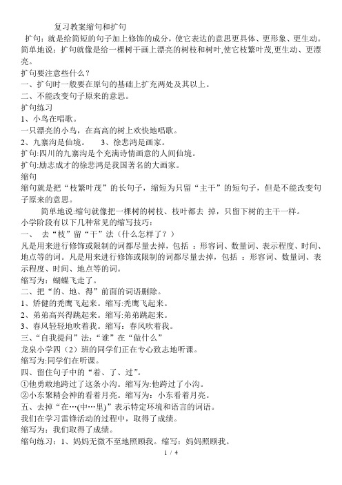 复习教案缩句和扩句