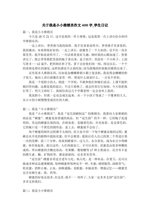 关于我是小小推销员作文400字_学生日记