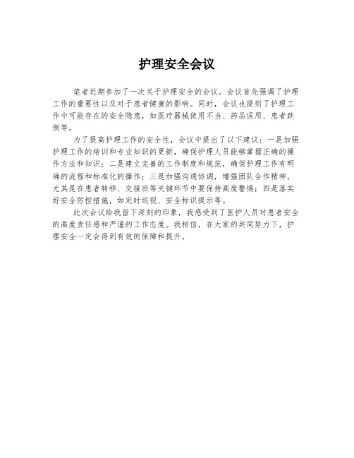 护理安全会议