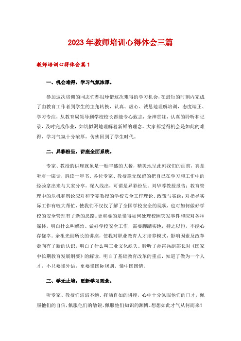 2023年教师培训心得体会三篇_5