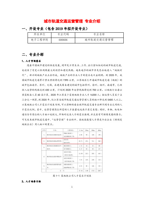 城市轨道交通运营管理专业介绍