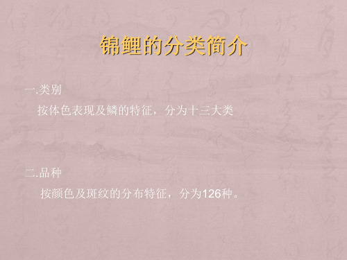 锦鲤养殖技术讲座(锦鲤的分类)