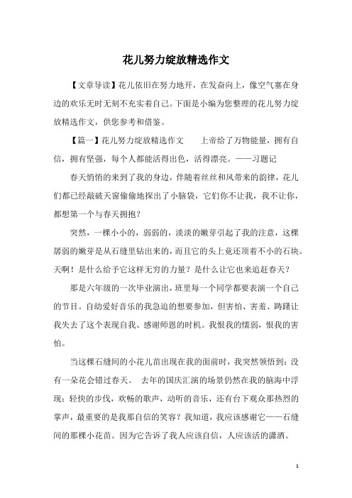 花儿努力绽放精选作文