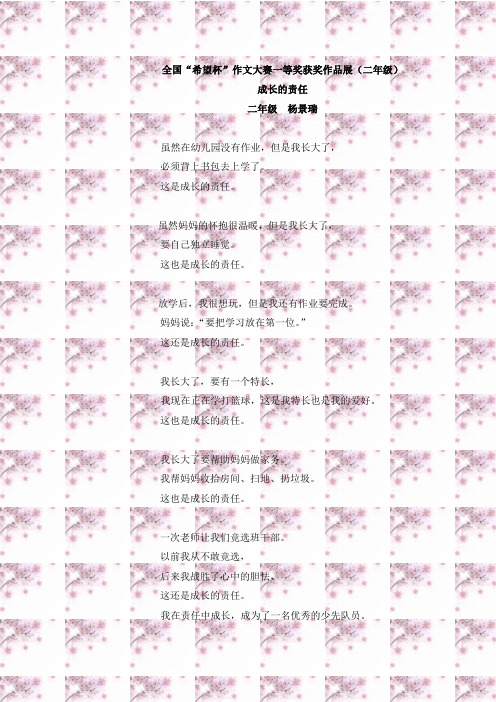 全国希望杯作文大赛一等奖获奖作品展二年级