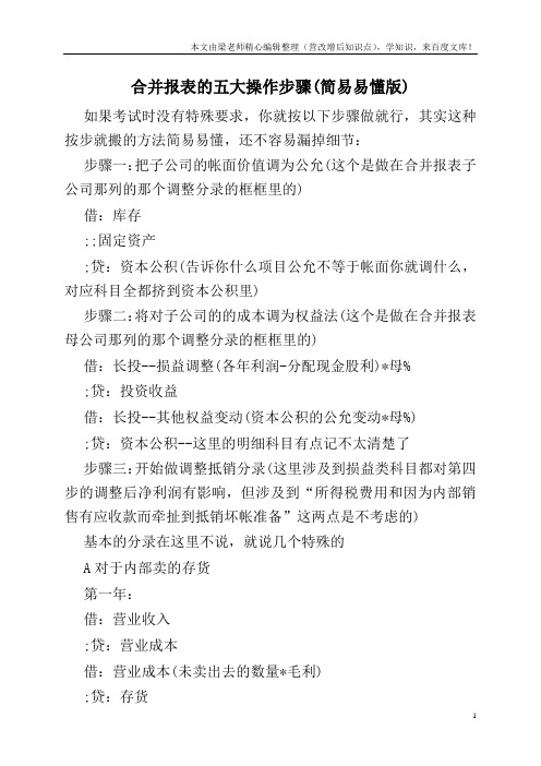合并报表的五大操作步骤(简易易懂版)