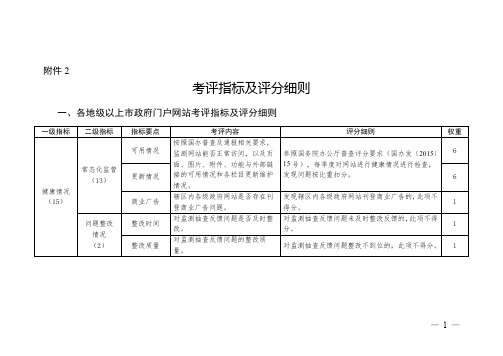 考评指标及评分细则
