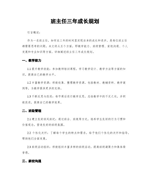 班主任三年成长规划