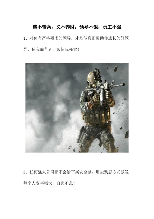 慈不带兵,义不养财,领导不狠,员工不强