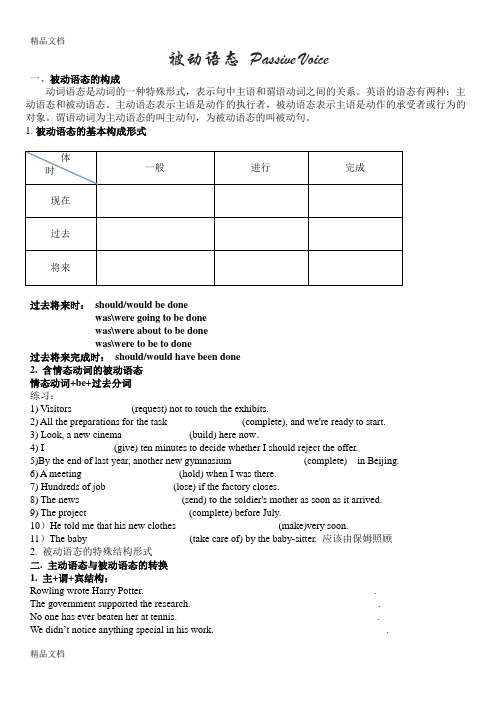 高中英语被动语态讲解与练习教案资料