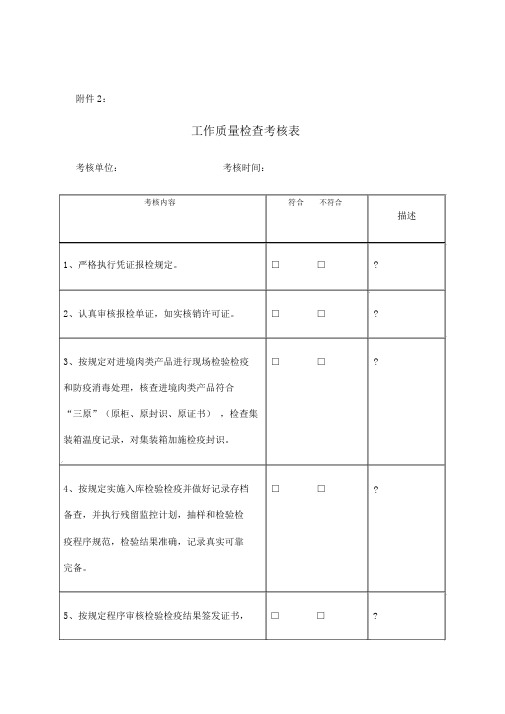 工作质量检查考核表