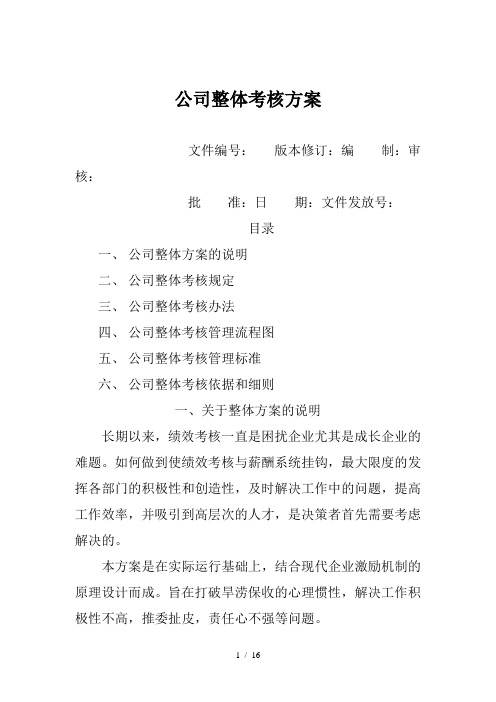 公司整体目标绩效管理方案全套