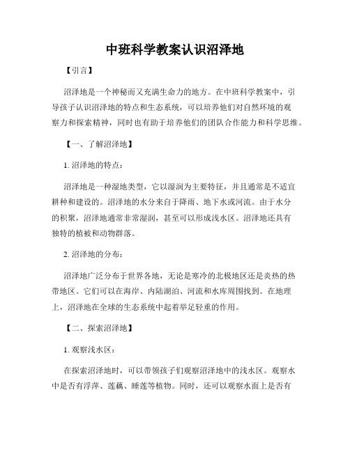 中班科学教案认识沼泽地