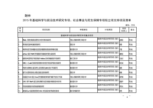 2015年科委社会民生专项