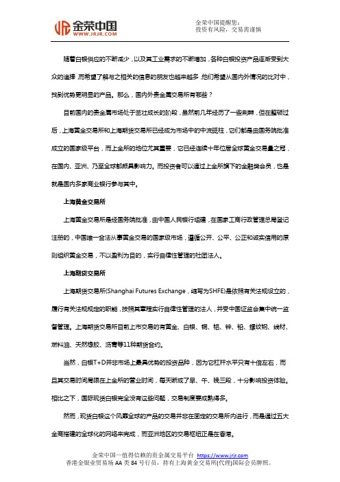 国内外贵金属交易所有哪些