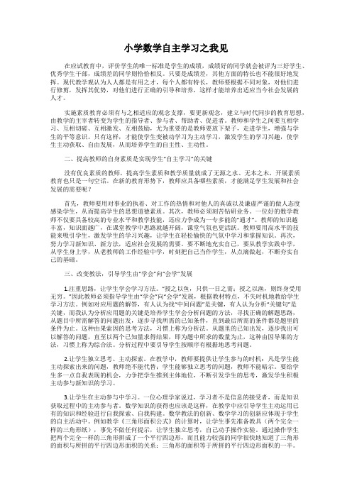 小学数学自主学习之我见
