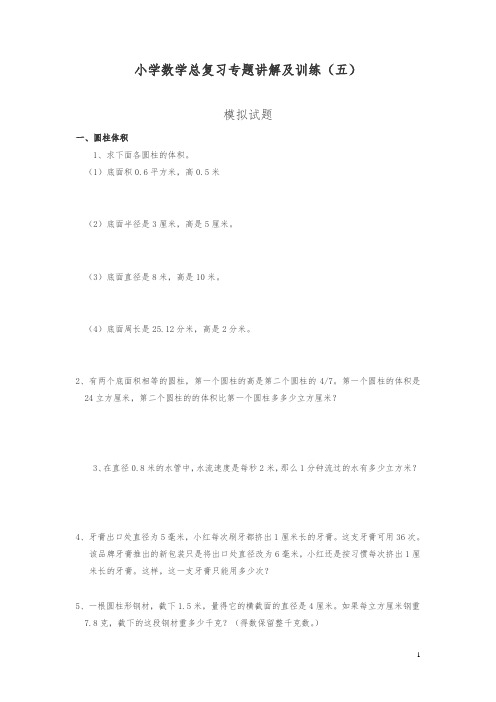 【精品】人教版小升初总复习数学归类讲解及训练(中-含答案)