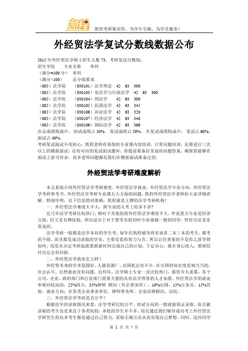 外经贸法学复试分数线数据公布