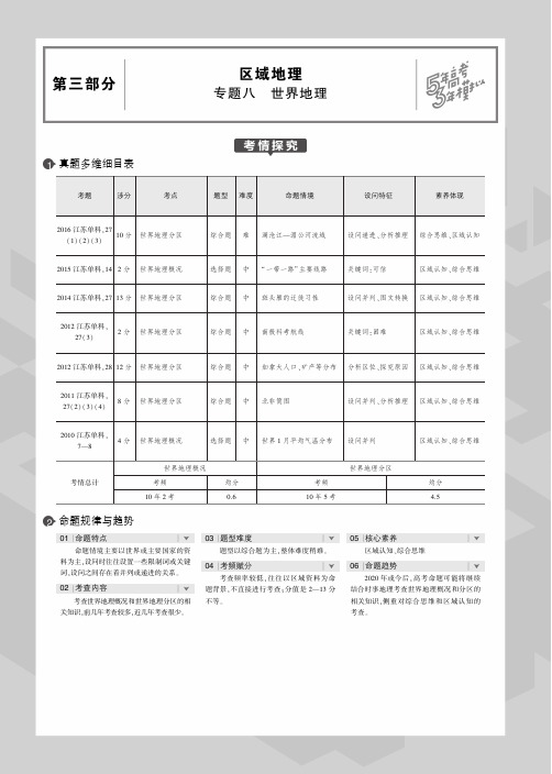 2020届高考地理一轮复习专题八世界地理教师用书(PDF,含解析)
