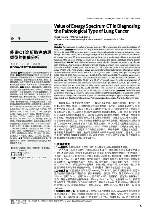 能谱CT诊断肺癌病理类型的价值分析