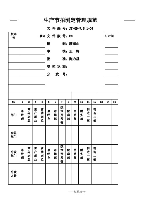 生产节拍测定管理规范