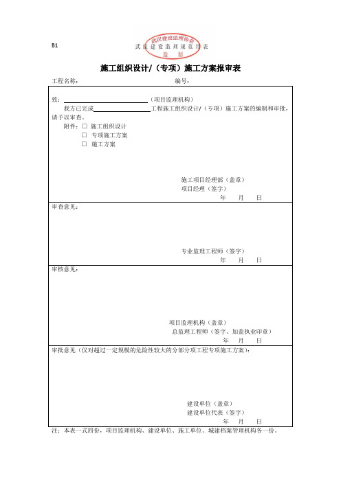 武汉市监理用表B类原件标准