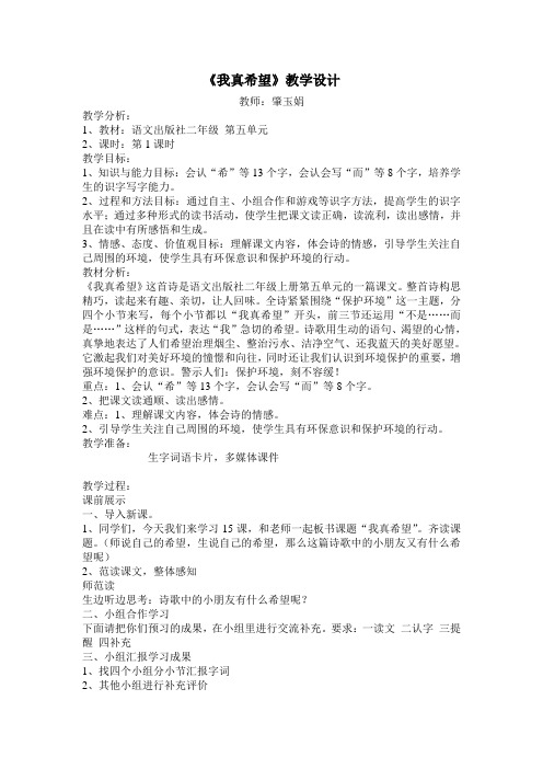 《我真希望》教案