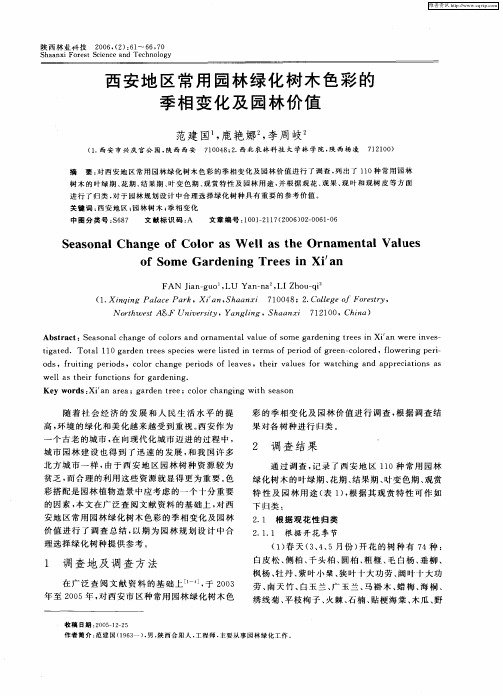 西安地区常用园林绿化树木色彩的季相变化及园林价值