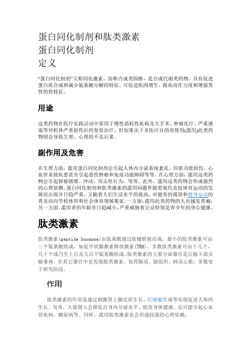 蛋白同化制剂、肽类激素