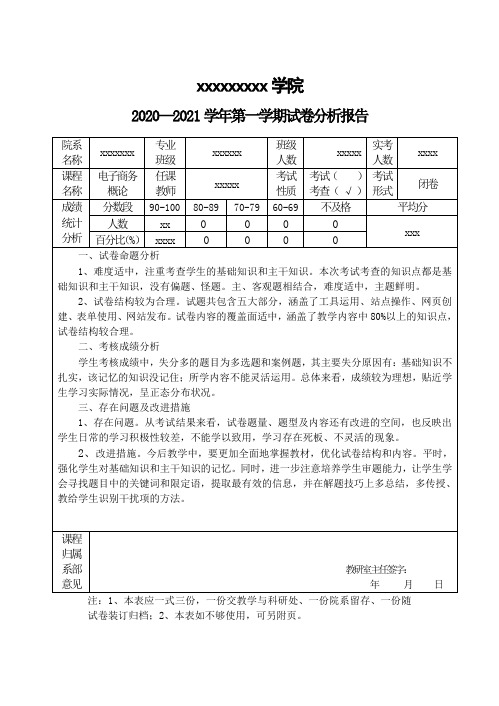 电子商务概论试卷分析报告