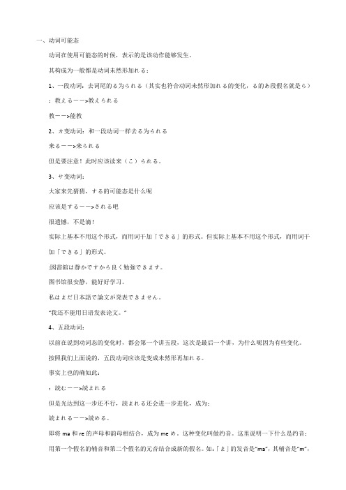 详解日语可能 被动 使役 态