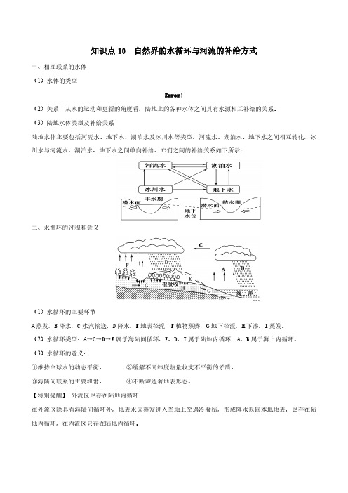 知识点  自然界的水循环与河流的补给方式-高考地理知识手册(全国通用)