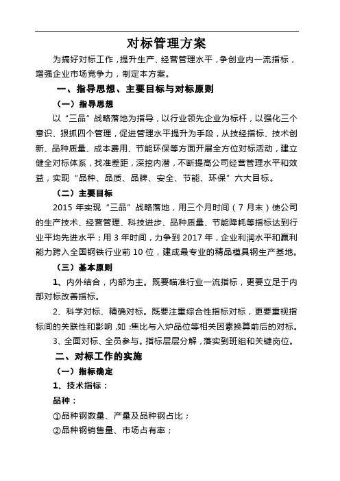 钢铁行业对标管理办法