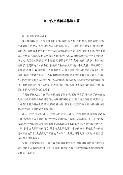 高一作文范例祥林嫂5篇
