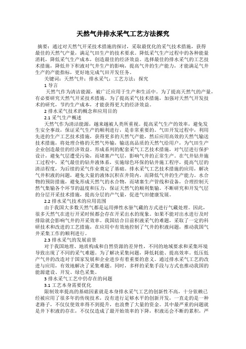 天然气井排水采气工艺方法探究