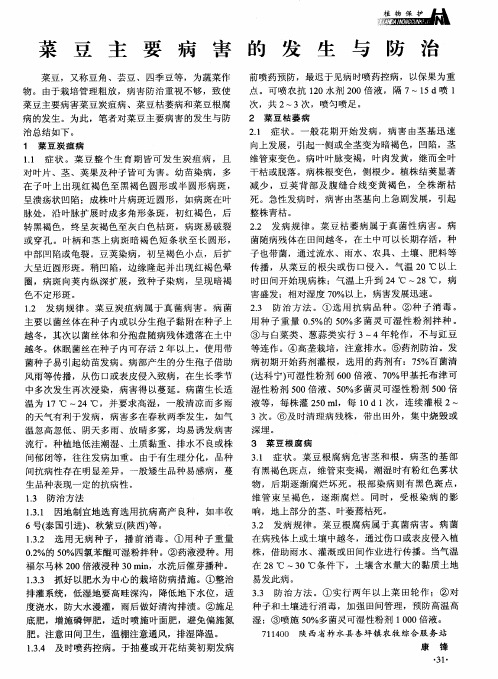 菜豆主要病害的发生与防治