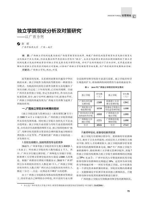 独立学院现状分析及对策研究——以广西为例