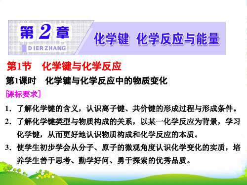 高中化学鲁科版必修2课件：第2章 第1节 第1课时 化学键与化学反应中的物质变化(27张PPT)