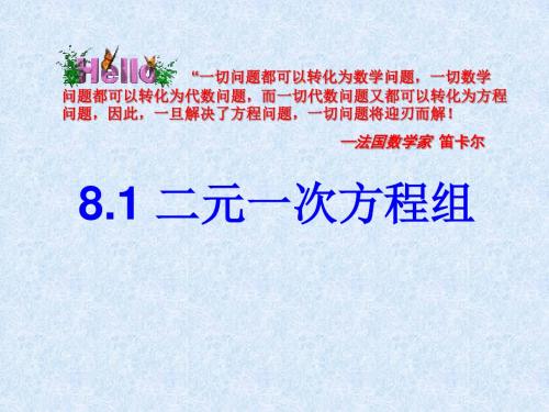 人教版数学七年级下册8.1《二元一次方程组》教学课件(共20张PPT)