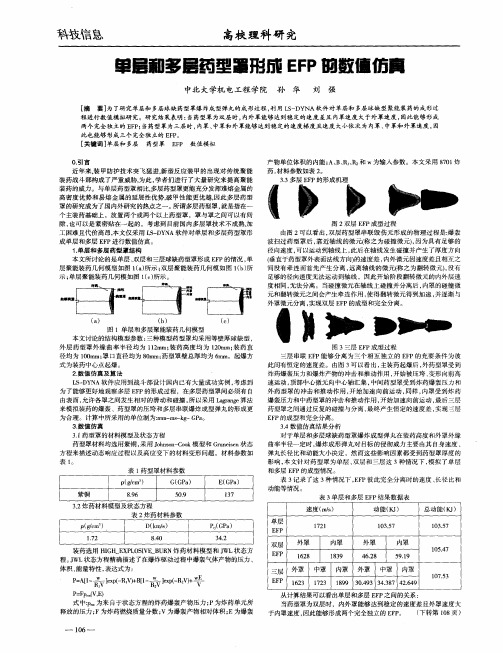 单层和多层药型罩形成EFP的数值仿真
