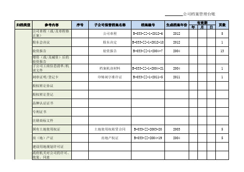 档案管理台账