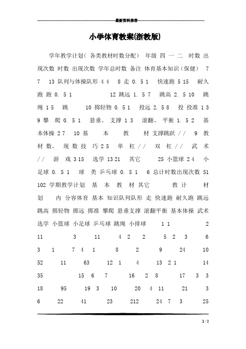 小学体育教案(浙教版)