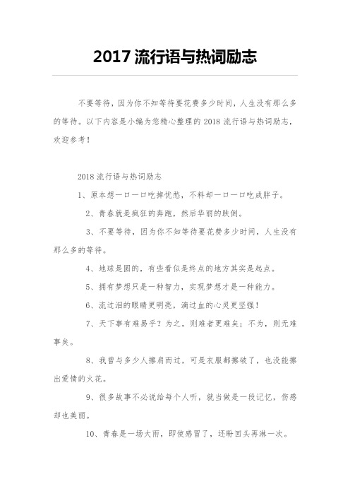 2017流行语与热词励志