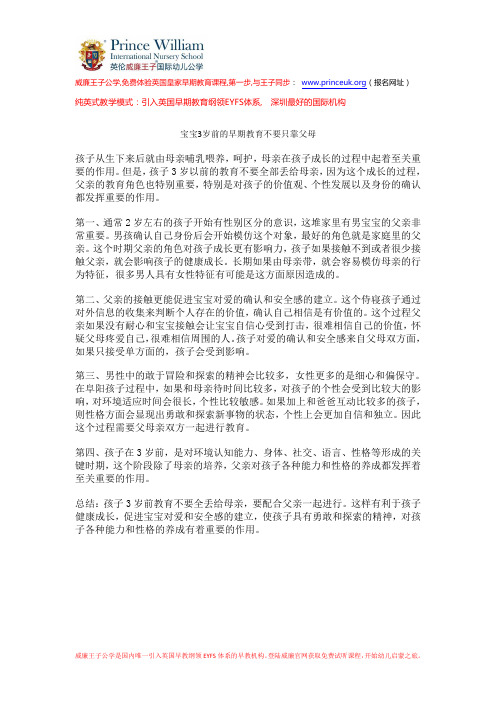 宝宝3岁前的早期教育不要只靠父母