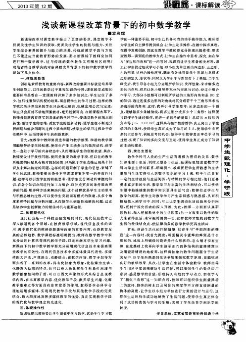 浅谈新课程改革背景下的初中数学教学