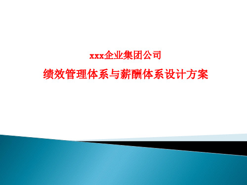 企业集团公司绩效管理体系与薪酬体系设计方案