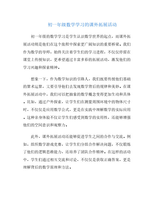 初一年级数学学习的课外拓展活动