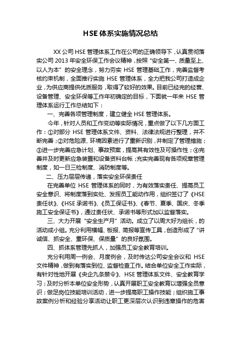 HSE体系运行总结