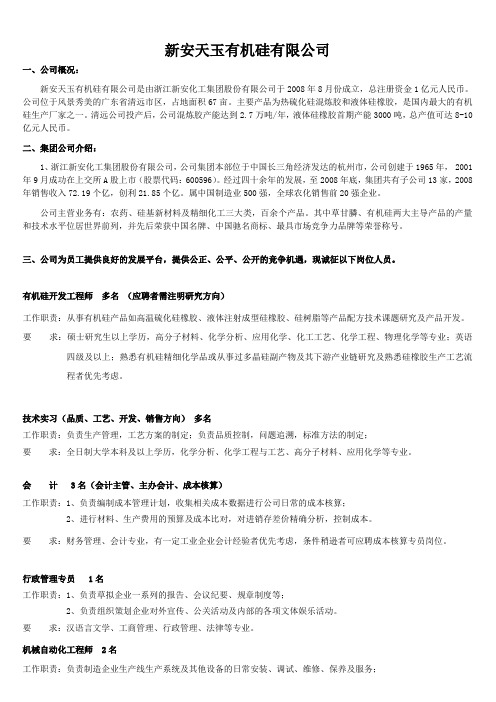 新安天玉有机硅有限公司国有控股